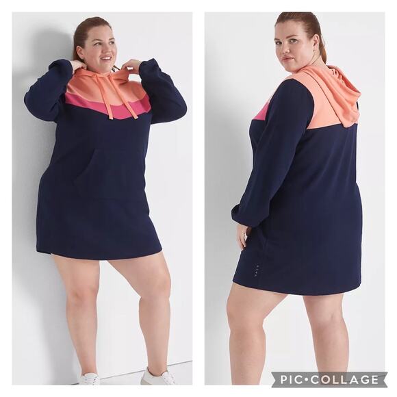 Lane Bryant Dresses & Skirts - Lane Bryant Livi Active Colorblock Hooded Sweatshirt Dress Plus Size 22/24